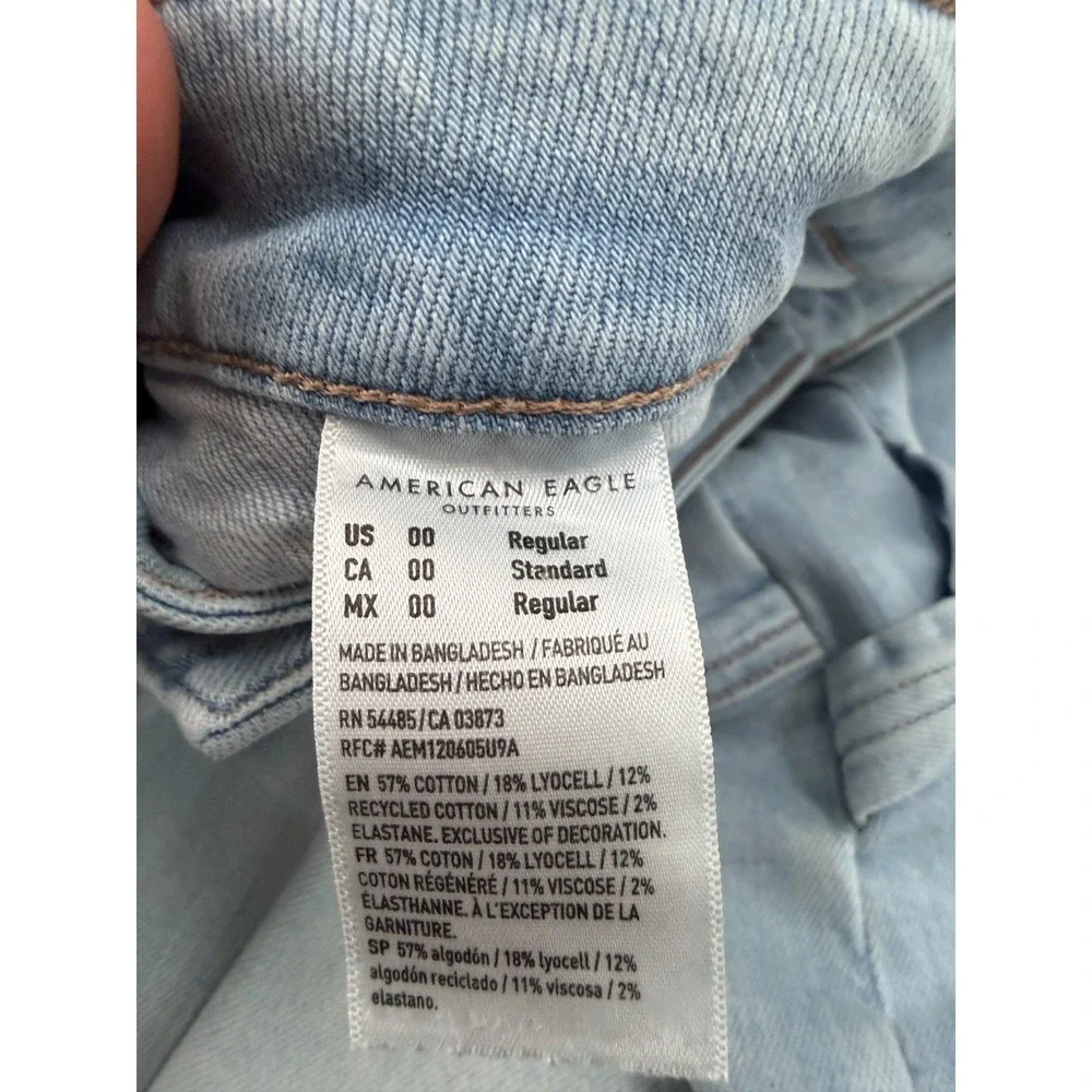 American Eagle Super High Rise Baggy Wide Leg Jeans Women 00 Light Wash Utility* - Picture 15 of 16